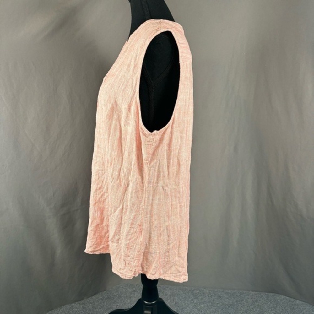 Weatherproof Vintage Top Women’s XL Linen Blend Tank Striped Midi Orange White